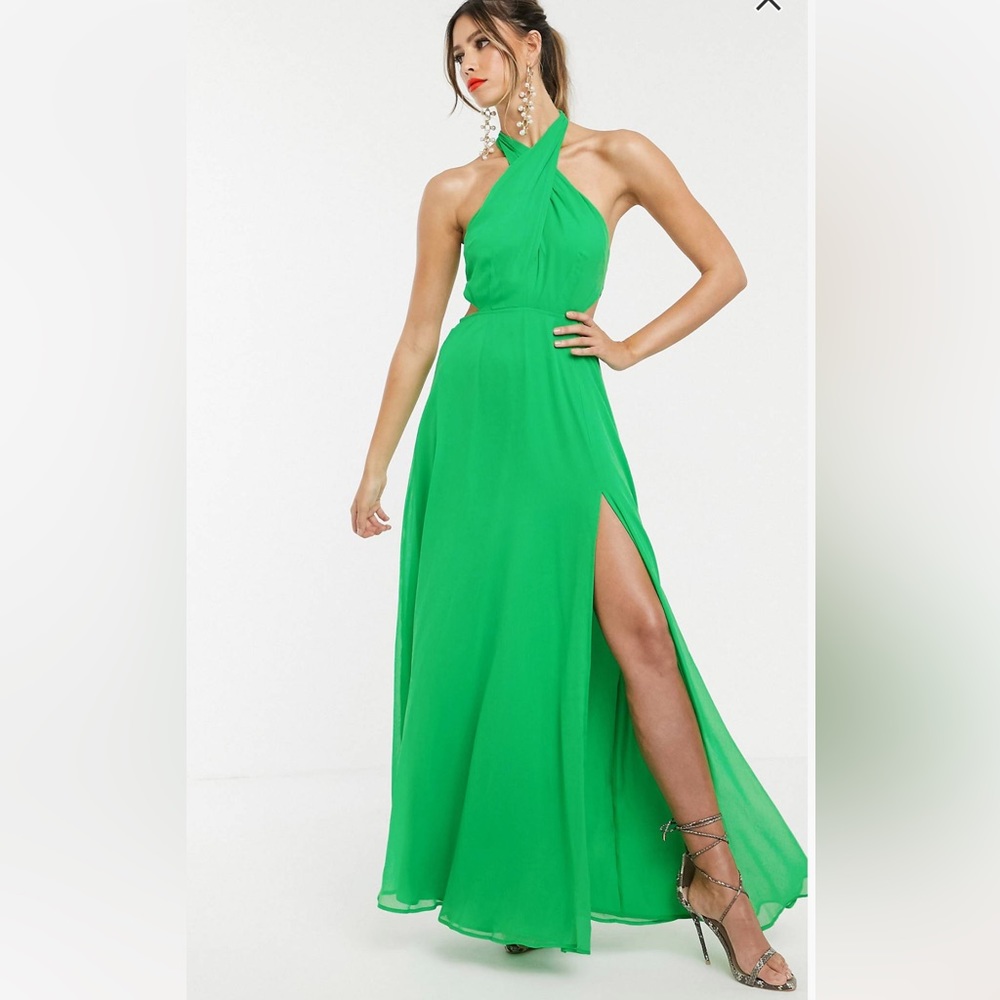 Green ASOS brand dress with neck opening new with tags